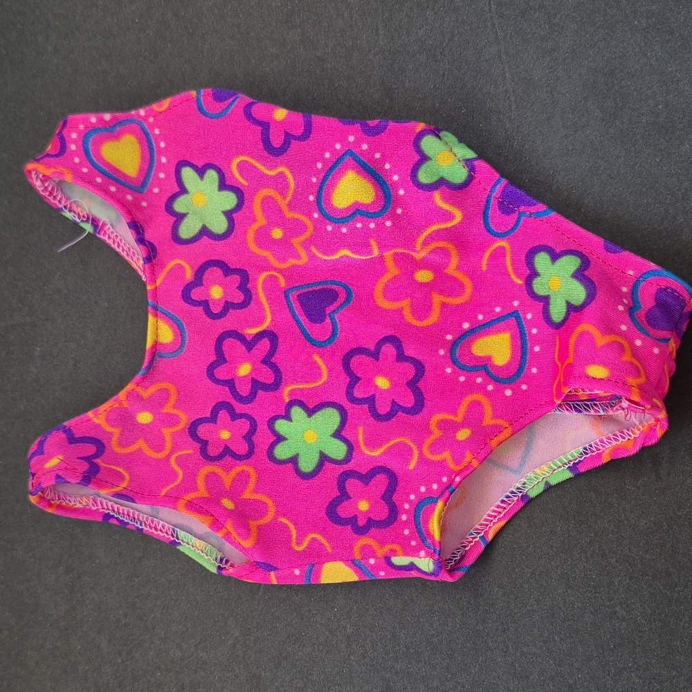 Vintage Bulid A Bear Pink Floral and Heart Swimsuit 90s Y2K